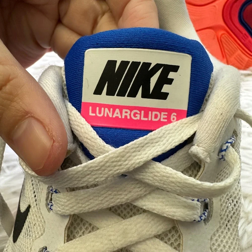 Nike LunarGlide 6 Running  Athletic Shoes White Blue Orange Womens 6.5